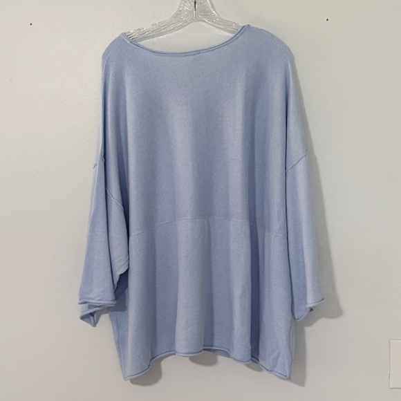 NWT Pure J.Jill Cashmere Blend Kimono Dolman Sweater Sky Blue XL Oversized - Picture 8 of 13